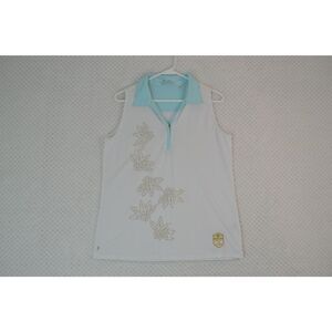 Nancy Lopez Women's Large Desert Dry White Sleeveless Golf Polo Shirt